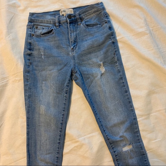 Mudd Denim - juniors light blue ripped high rise jean legging